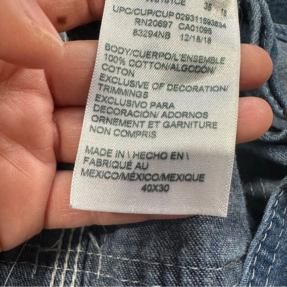 Dickies Women’s Carpenter Denim Relaxed Fit Overall Shorts Bib in Blue 40X30 - Picture 8 of 14